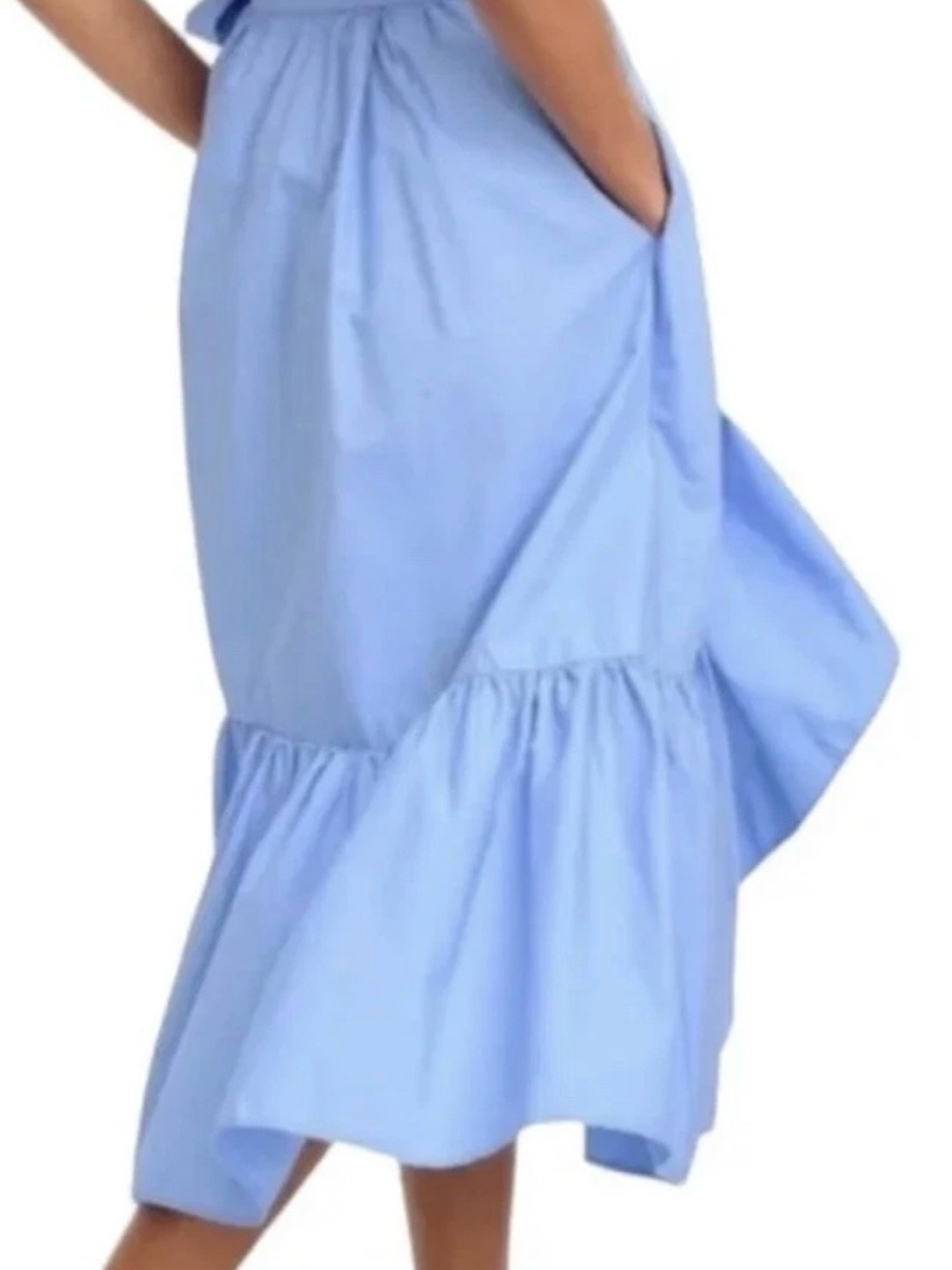 J. Crew periwinkle Blue Ruffle wrap Midi Skirt, size 000 feminine adjustable - Picture 2 of 16